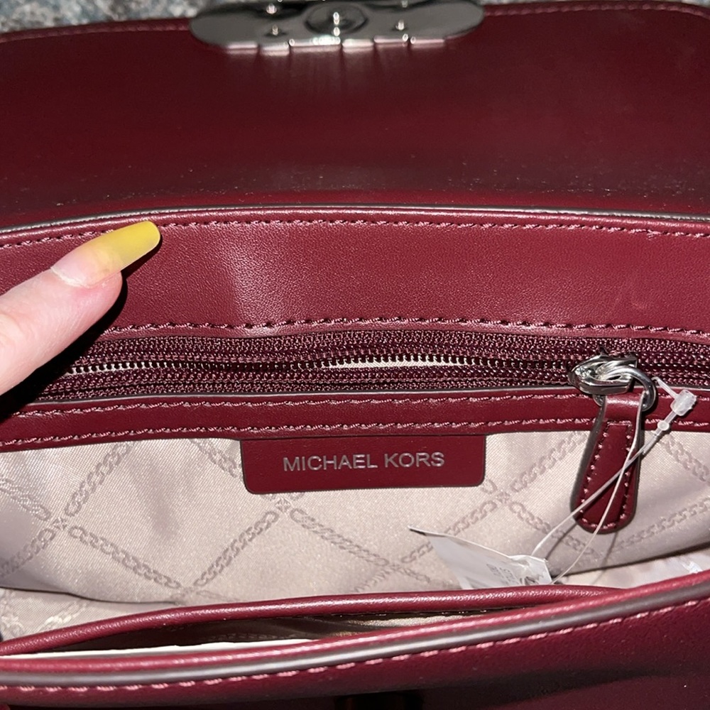 Michael Kors Burgundy Shoulder Bag with Silver Chain - Picture 7 of 7